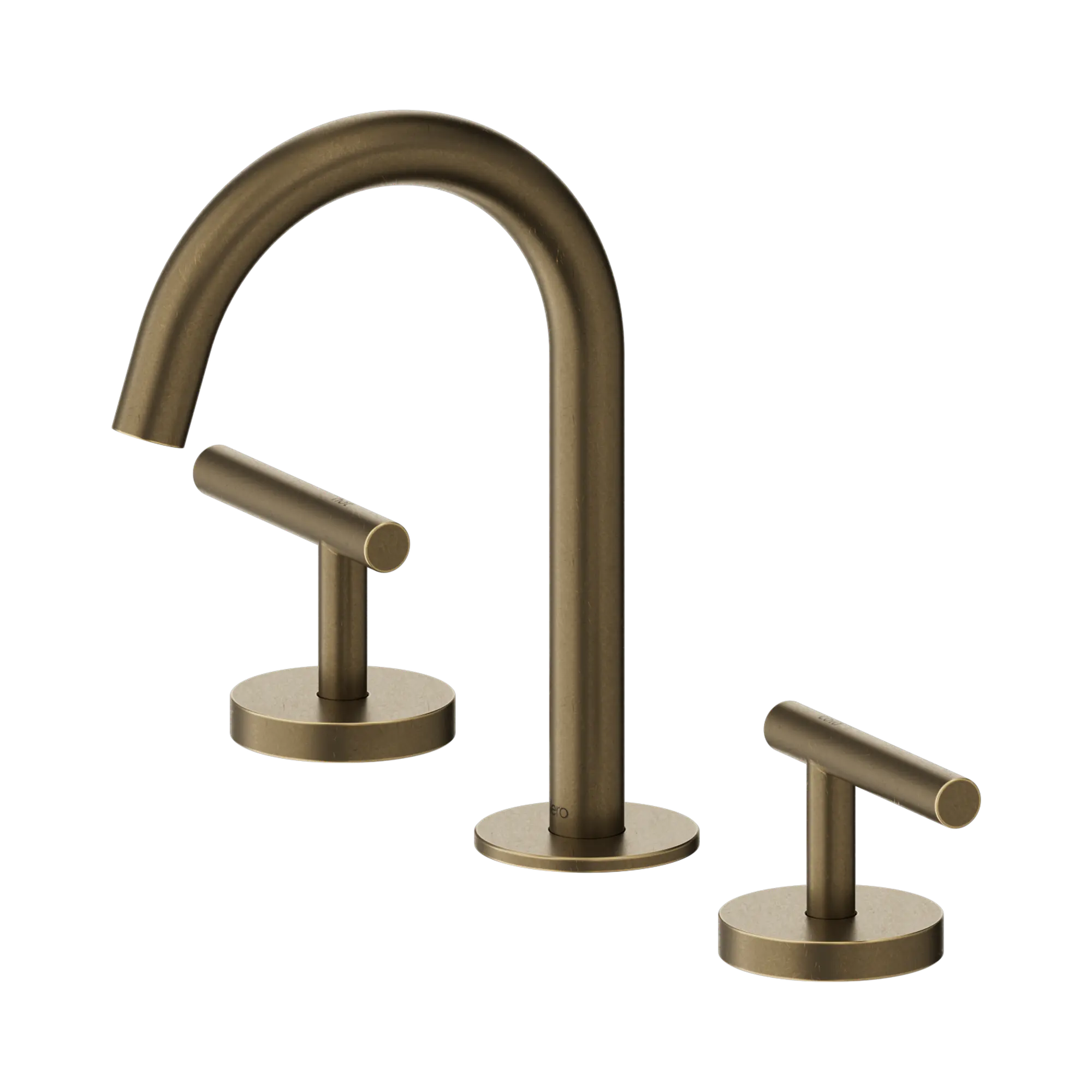 NERO MECCA LEVER BASIN SET ARC SPOUT TUMBLED ANTIQUE BRASS