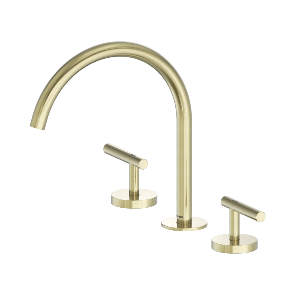 NERO MECCA LEVER BATH/KITCHEN SET ARC SPOUT 260MM BRUSHED GOLD