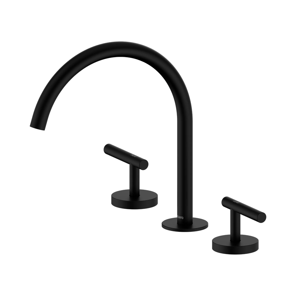 NERO MECCA LEVER BATH/KITCHEN SET ARC SPOUT 260MM MATTE BLACK