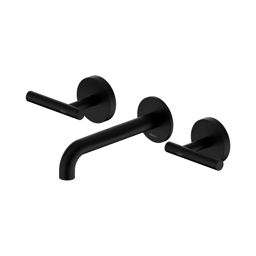 NERO MECCA LEVER WALL BASIN/BATH SET 160MM SPOUT MATTE BLACK