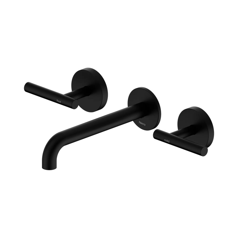 NERO MECCA LEVER WALL BASIN/BATH SET 185MM SPOUT MATTE BLACK