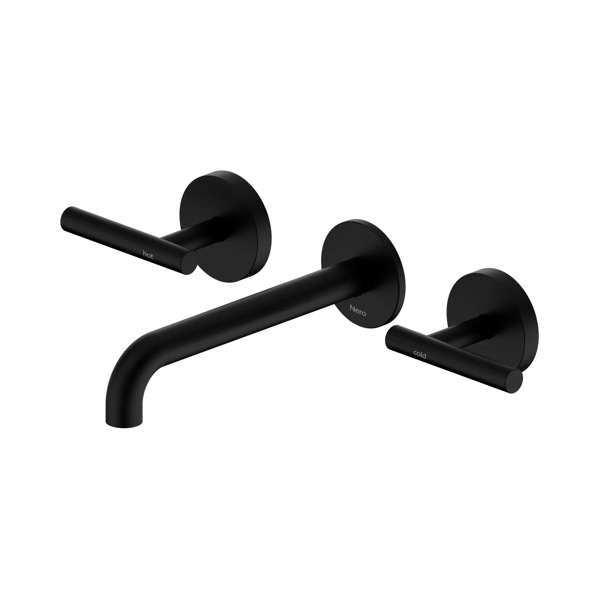 NERO MECCA LEVER WALL BASIN/BATH SET 185MM SPOUT MATTE BLACK