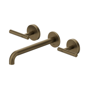 NERO MECCA LEVER WALL BASIN/BATH SET 220MM SPOUT TUMBLED ANTIQUE BRASS