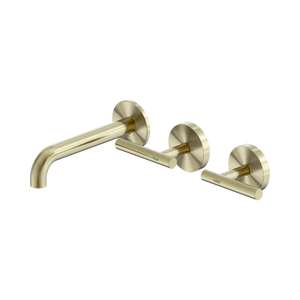 NERO MECCA LEVER WALL BASIN/BATH SET 160MM OFFSET SPOUT BRUSHED GOLD