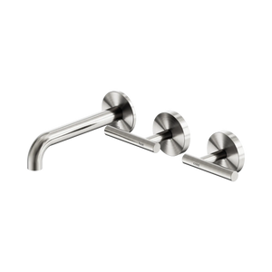 NERO MECCA LEVER WALL BASIN/BATH SET 160MM OFFSET SPOUT BRUSHED NICKEL