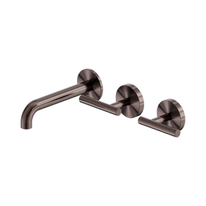 NERO MECCA LEVER WALL BASIN/BATH SET 160MM OFFSET SPOUT BRUSHED BRONZE