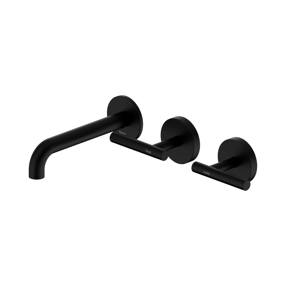 NERO MECCA LEVER WALL BASIN/BATH SET 160MM OFFSET SPOUT MATTE BLACK