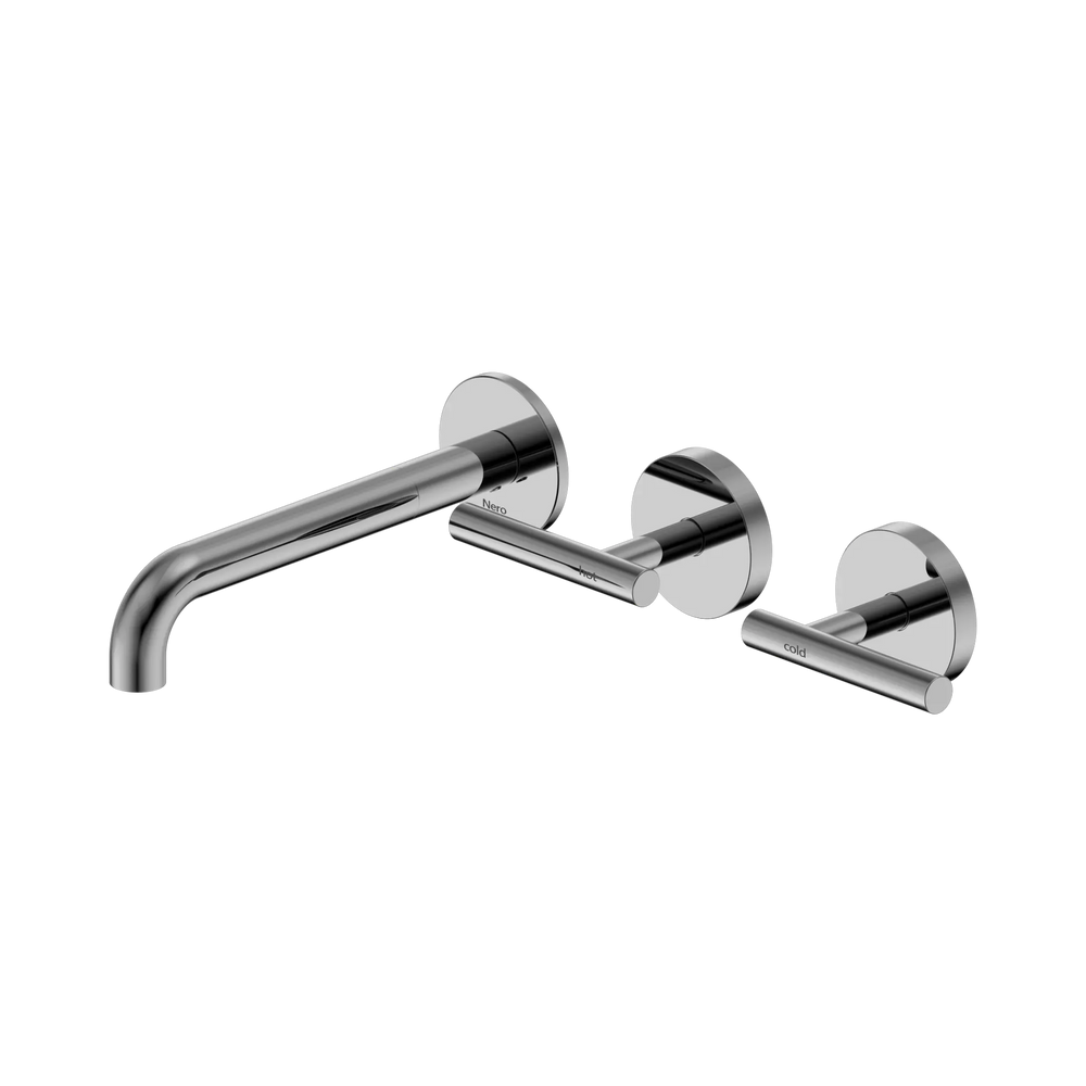 NERO MECCA LEVER WALL BASIN/BATH SET 185MM OFFSET SPOUT CHROME