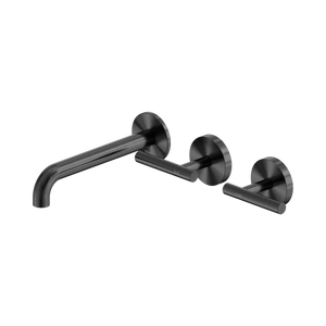 NERO MECCA LEVER WALL BASIN/BATH SET 185MM OFFSET SPOUT GUN METAL