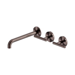NERO MECCA LEVER WALL BASIN/BATH SET 220MM OFFSET SPOUT BRUSHED BRONZE