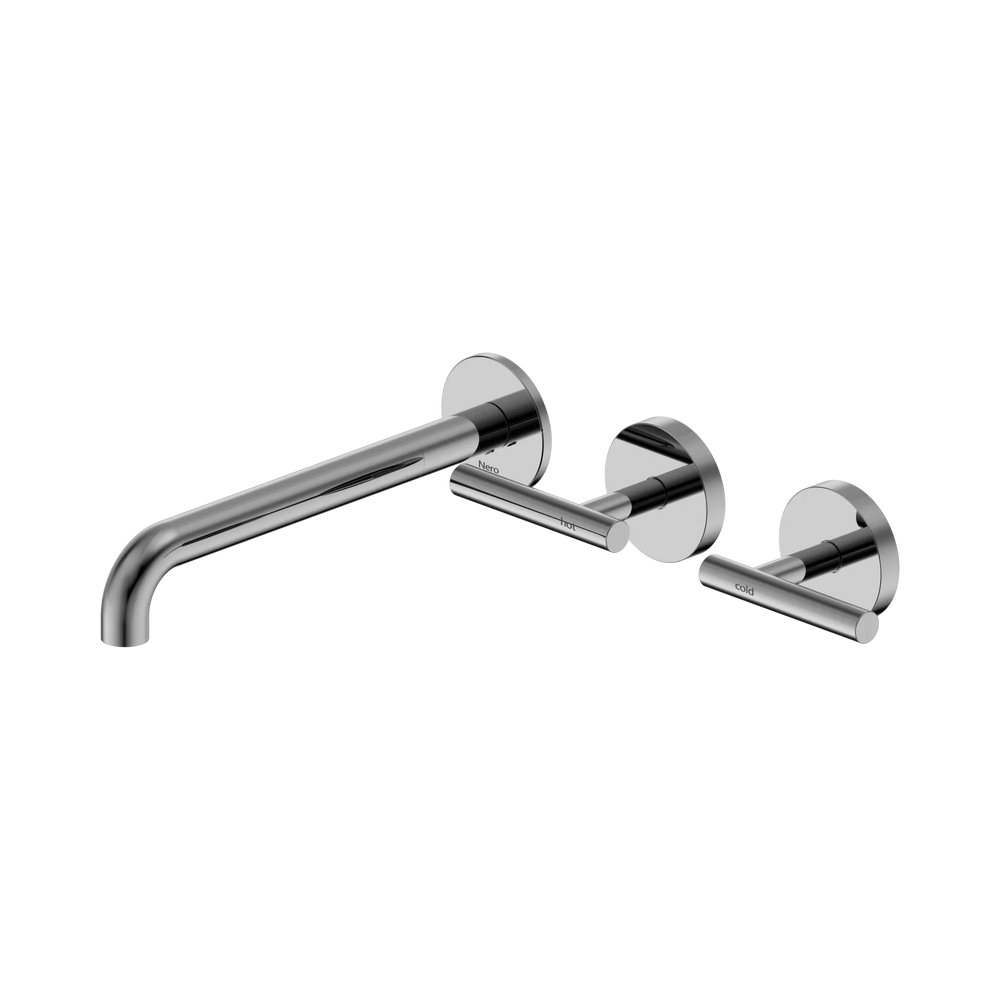 NERO MECCA LEVER WALL BASIN/BATH SET 220MM OFFSET SPOUT CHROME