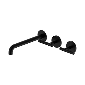 NERO MECCA LEVER WALL BASIN/BATH SET 220MM OFFSET SPOUT MATTE BLACK