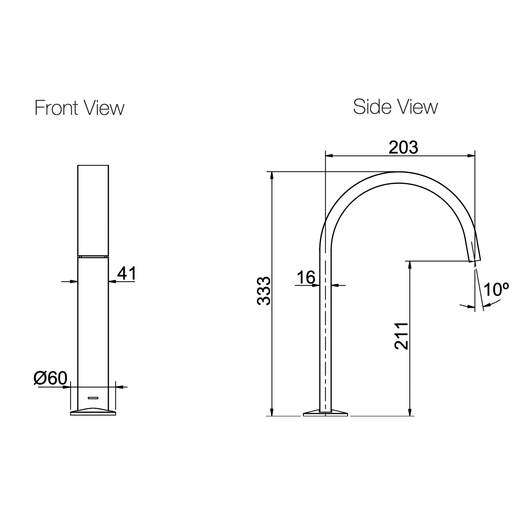 KOHLER COMPONENTS HOB MOUNT RIBBON BATH SPOUT 333MM CHROME