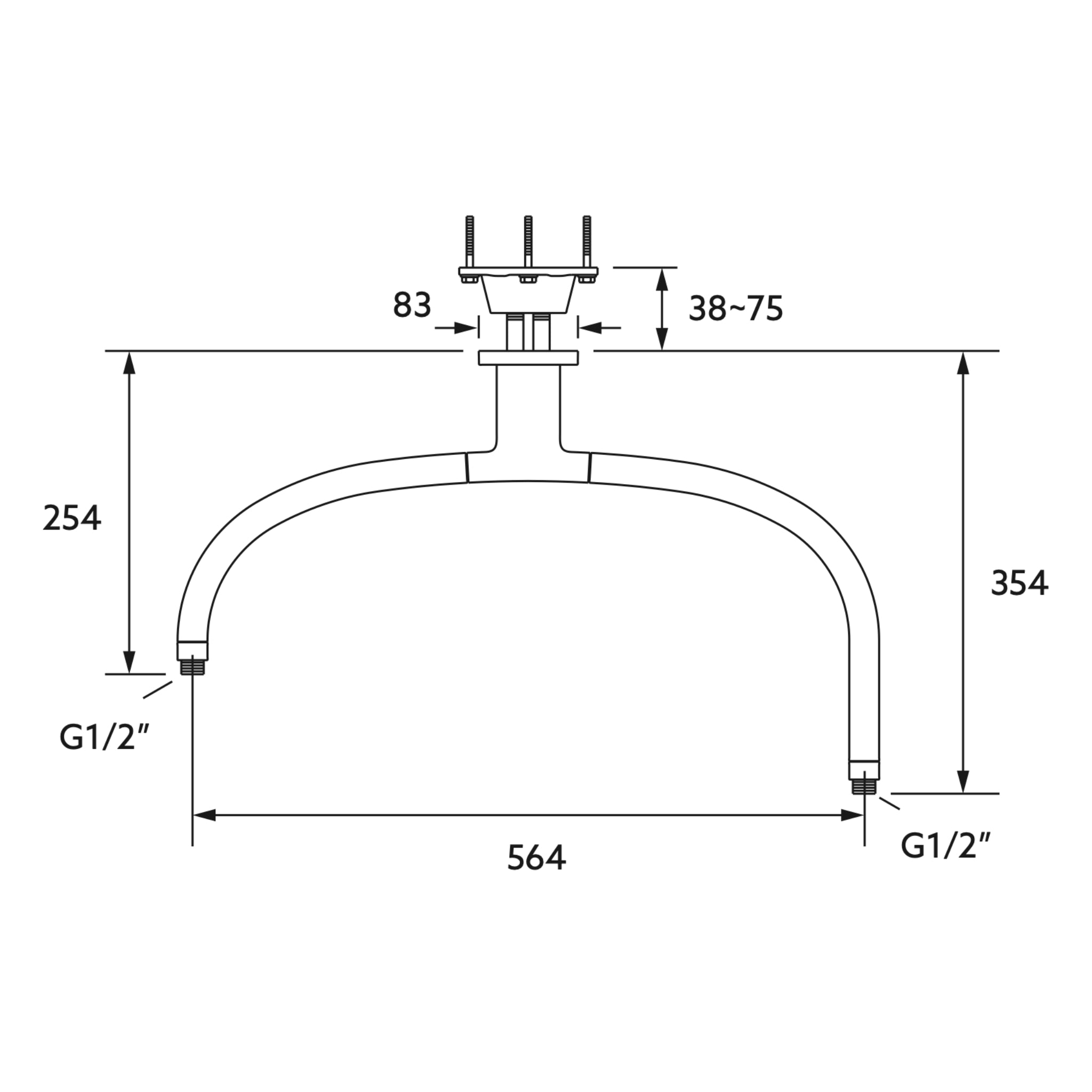 KOHLER STATEMENT DUAL SHOWER ARM 564MM CHROME