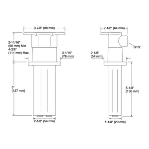 KOHLER STATEMENT DUAL FUNCTION CEILING MOUNT RAINHEAD ARM CHROME (AVAILABLE IN 127MM AND 254MM)