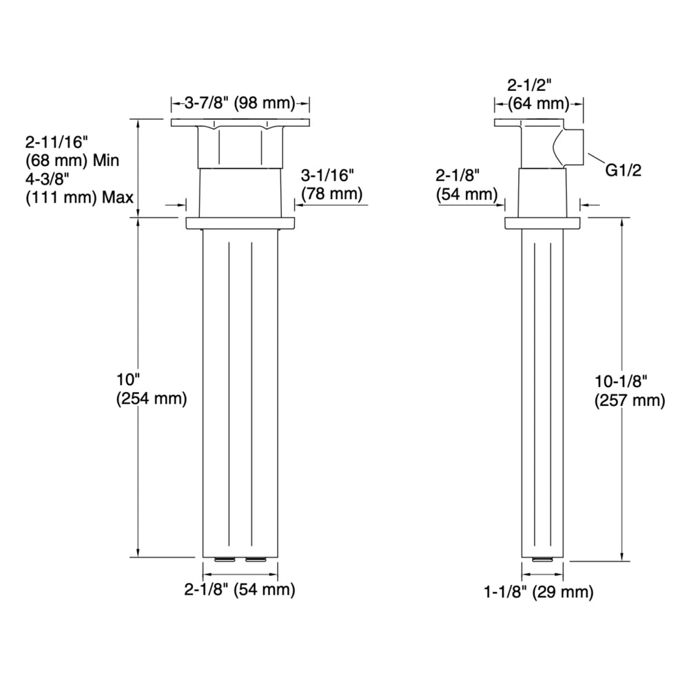 KOHLER STATEMENT DUAL FUNCTION CEILING MOUNT RAINHEAD ARM BRUSHED BRASS (AVAILABLE IN 127MM AND 254MM)
