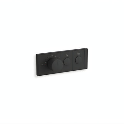 KOHLER ANTHEM TWO-OUTLET RECESSED MECHANICAL THERMOSTATIC CONTROL PANEL AND VALVE COMPLETE KIT MATTE BLACK