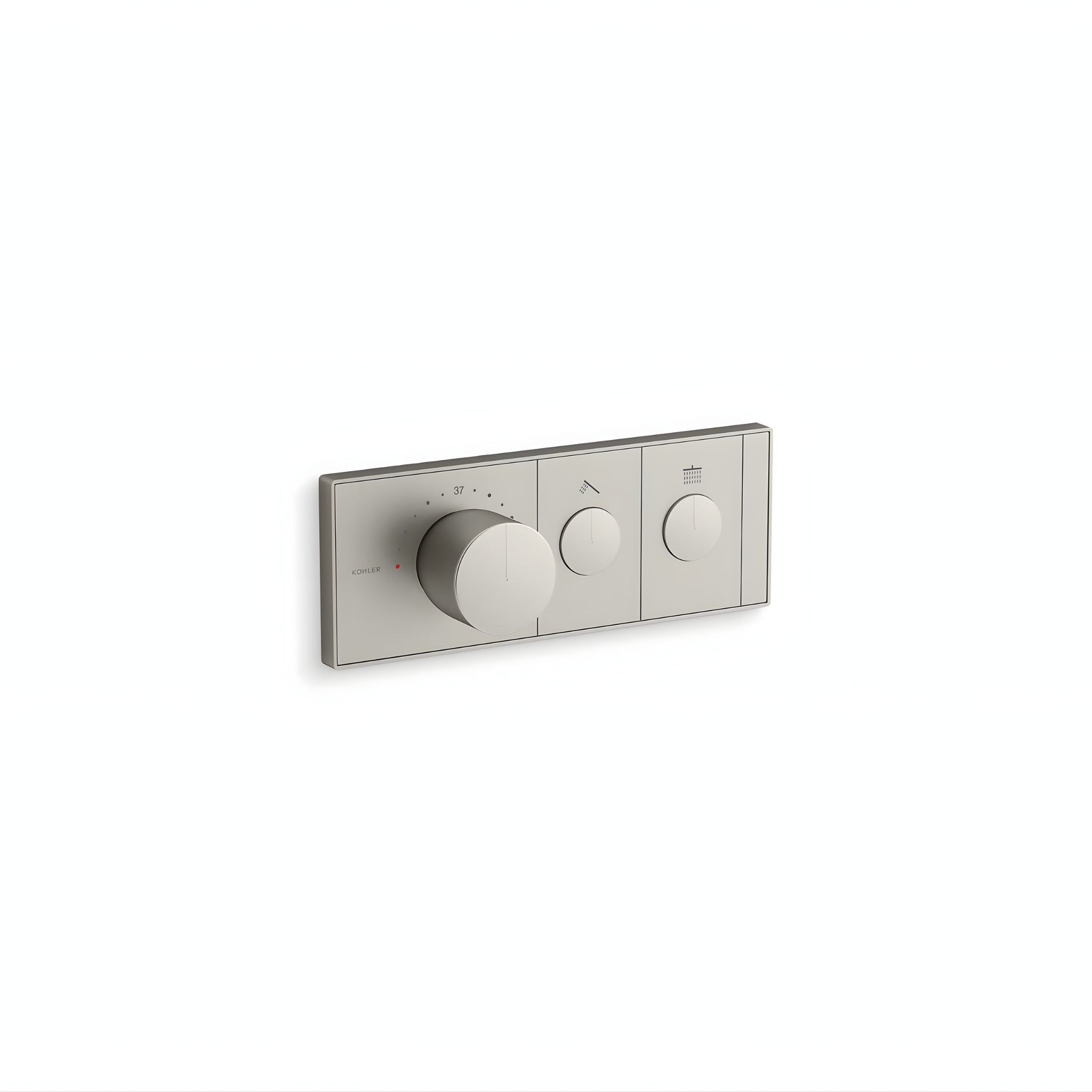 KOHLER ANTHEM TWO-OUTLET RECESSED MECHANICAL THERMOSTATIC CONTROL PANEL AND VALVE COMPLETE KIT BRUSHED NICKEL