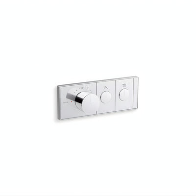 KOHLER ANTHEM TWO-OUTLET RECESSED MECHANICAL THERMOSTATIC CONTROL PANEL AND VALVE COMPLETE KIT CHROME
