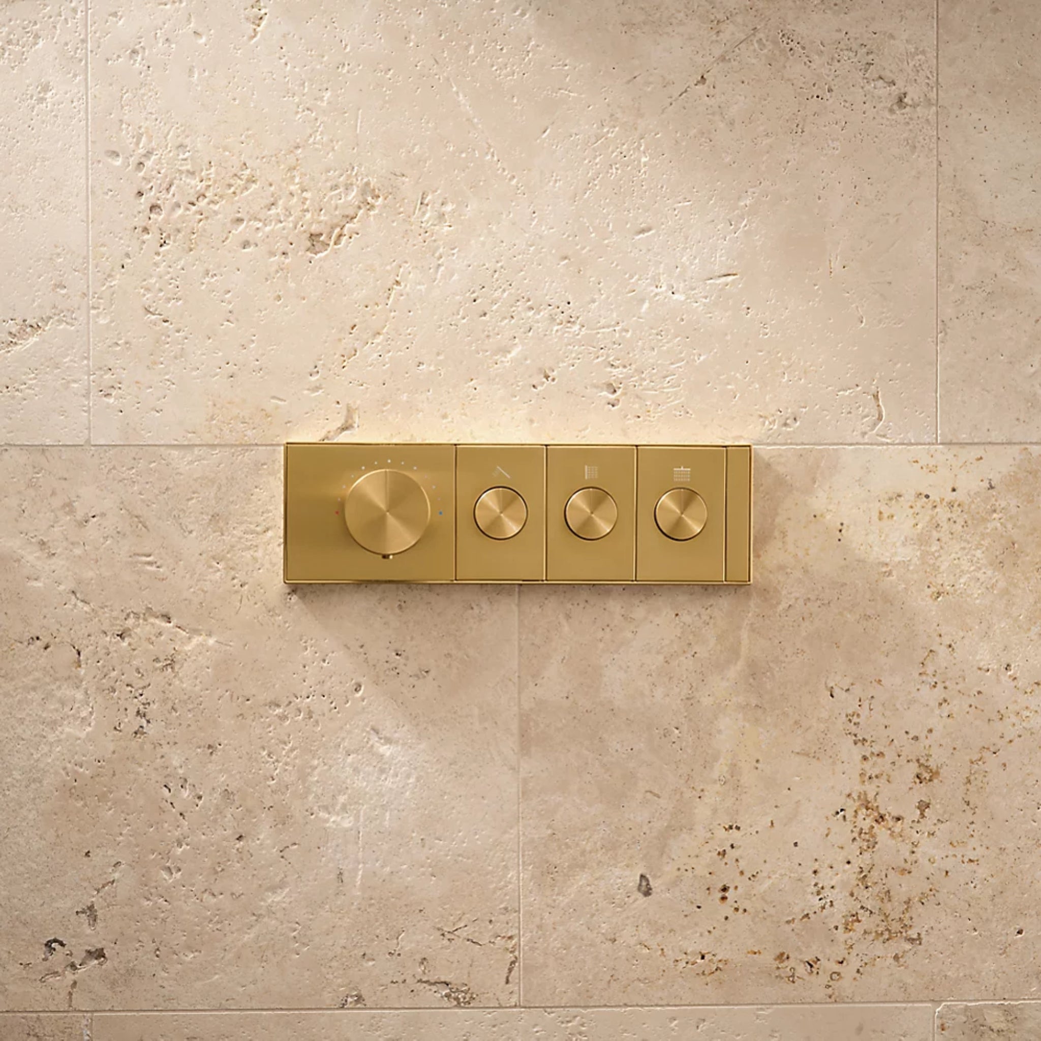KOHLER ANTHEM THREE OUTLETS RECESSED MECHANICAL THERMOSTATIC CONTROL PANEL AND VALVE COMPLETE KIT BRUSHED BRASS