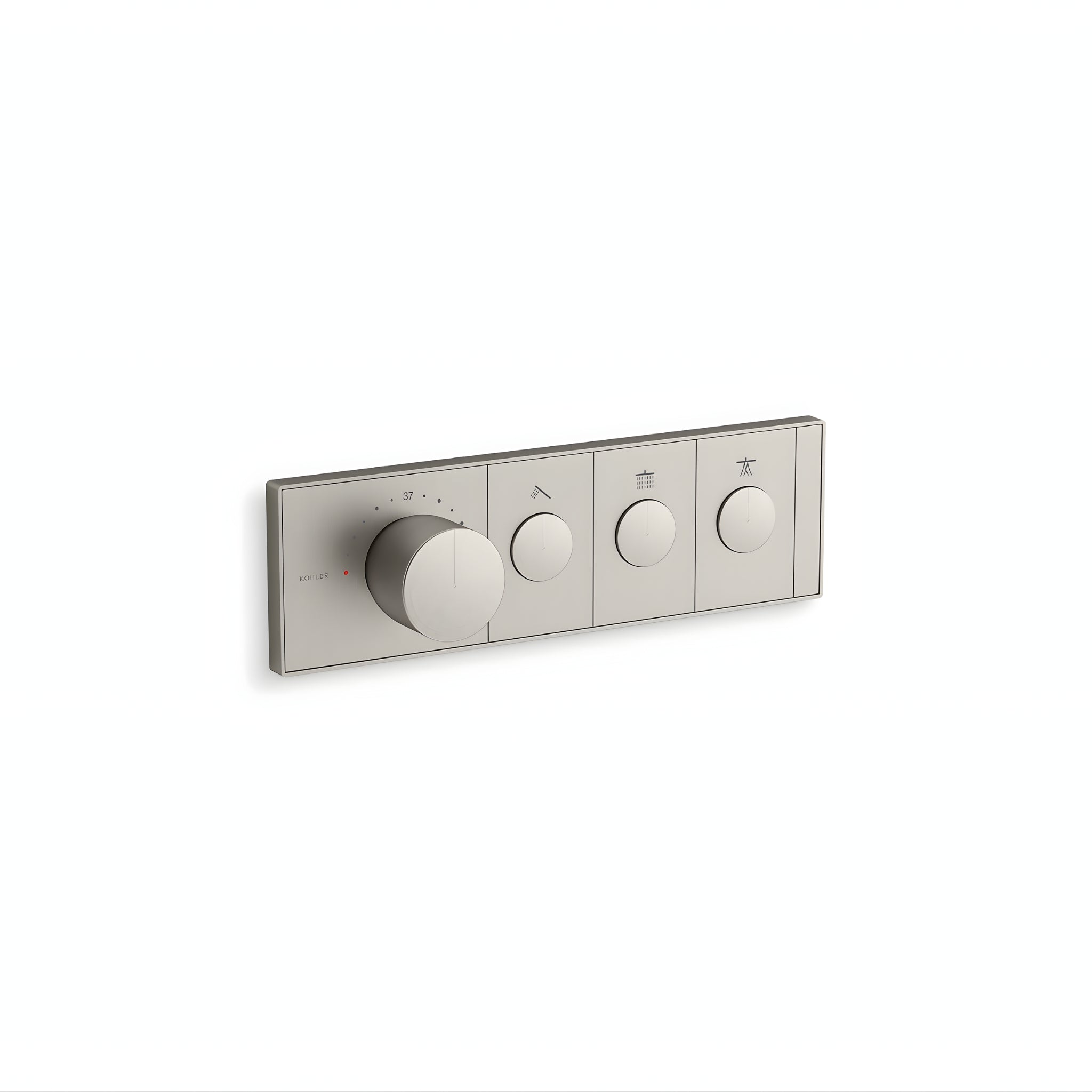 KOHLER ANTHEM THREE OUTLETS RECESSED MECHANICAL THERMOSTATIC CONTROL PANEL AND VALVE COMPLETE KIT BRUSHED NICKEL