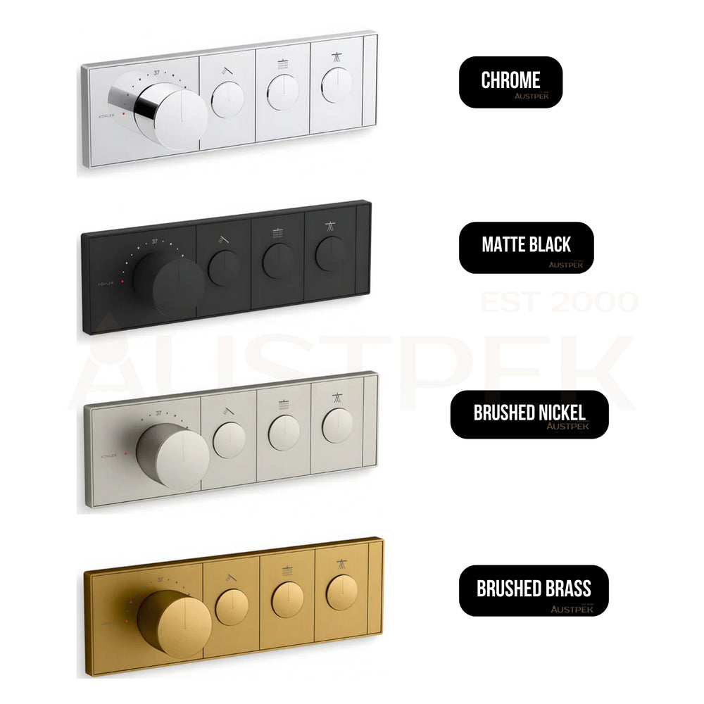 KOHLER ANTHEM THREE OUTLETS RECESSED MECHANICAL THERMOSTATIC CONTROL PANEL AND VALVE COMPLETE KIT CHROME