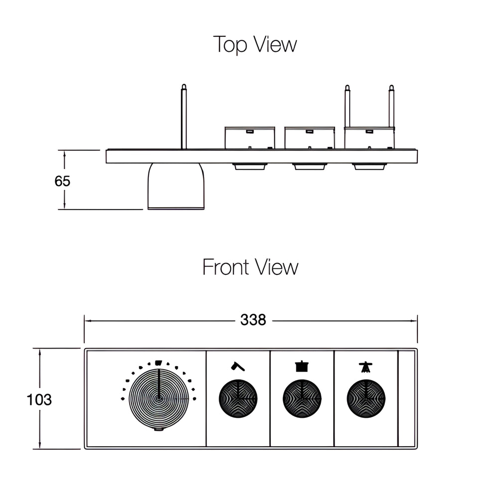 KOHLER ANTHEM THREE OUTLETS RECESSED MECHANICAL THERMOSTATIC CONTROL PANEL AND VALVE COMPLETE KIT CHROME