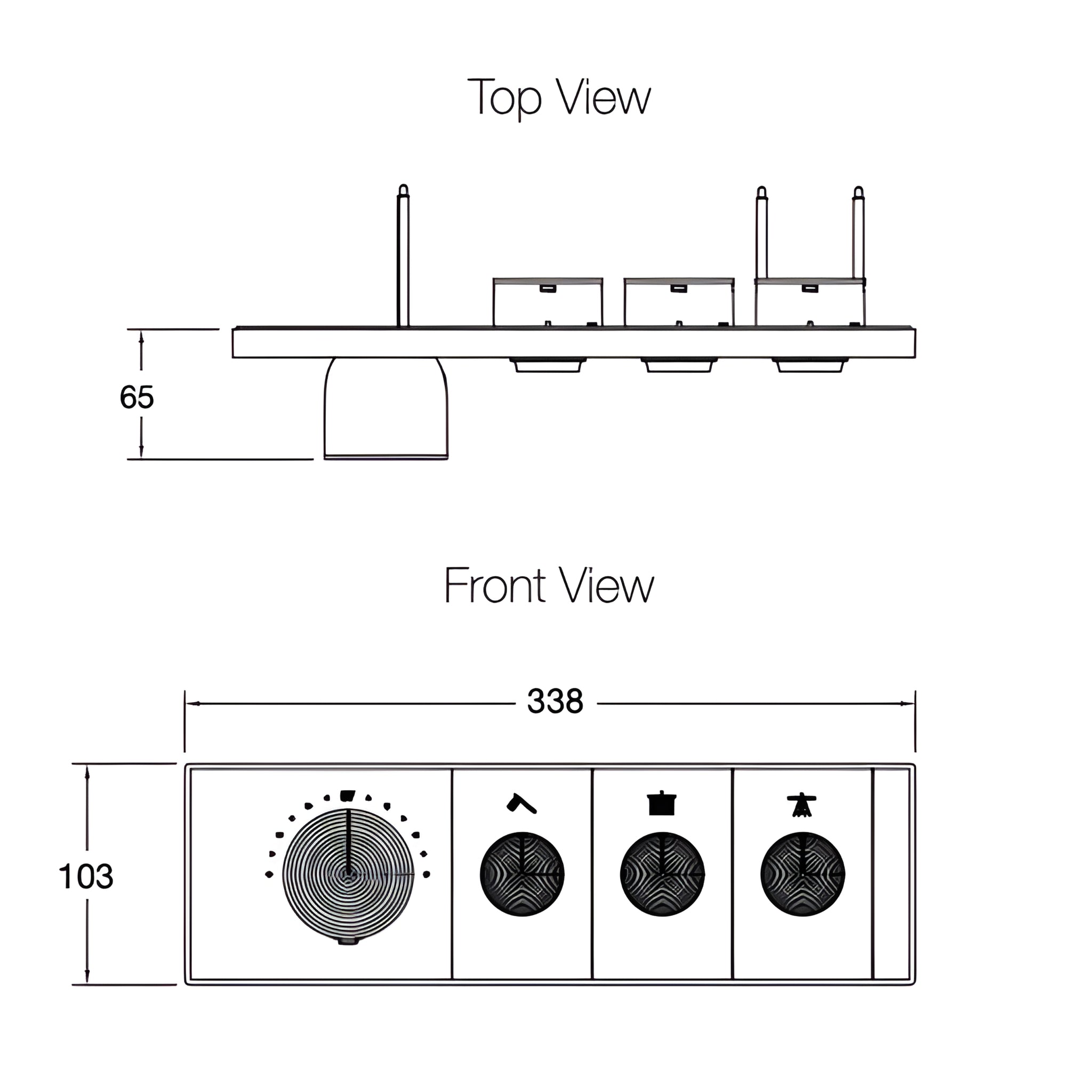 KOHLER ANTHEM THREE OUTLETS RECESSED MECHANICAL THERMOSTATIC CONTROL PANEL AND VALVE COMPLETE KIT BRUSHED BRASS