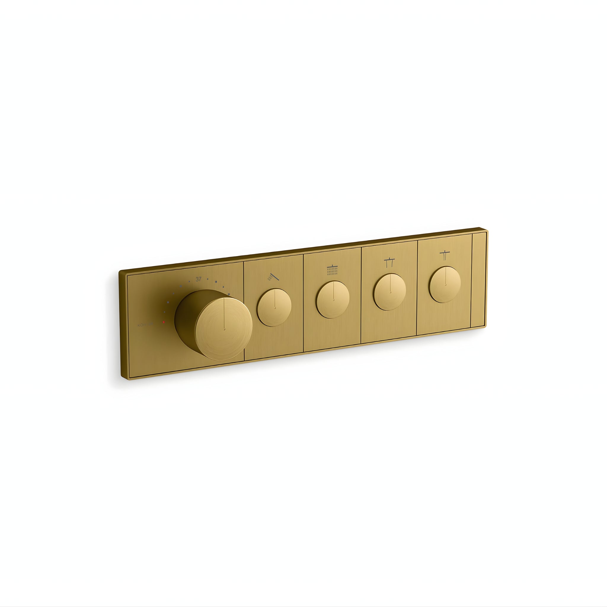 KOHLER ANTHEM FOUR OUTLET RECESSED MECHANICAL THERMOSTATIC CONTROL PANEL AND VALVE COMPLETE KIT BRUSHED BRASS