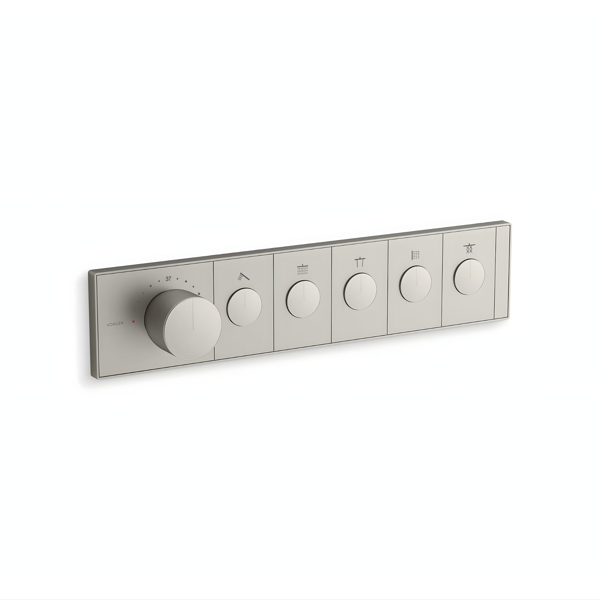 KOHLER ANTHEM FIVE OUTLET RECESSED MECHANICAL THERMOSTATIC CONTROL PANEL AND VALVE COMPLETE KIT BRUSHED NICKEL