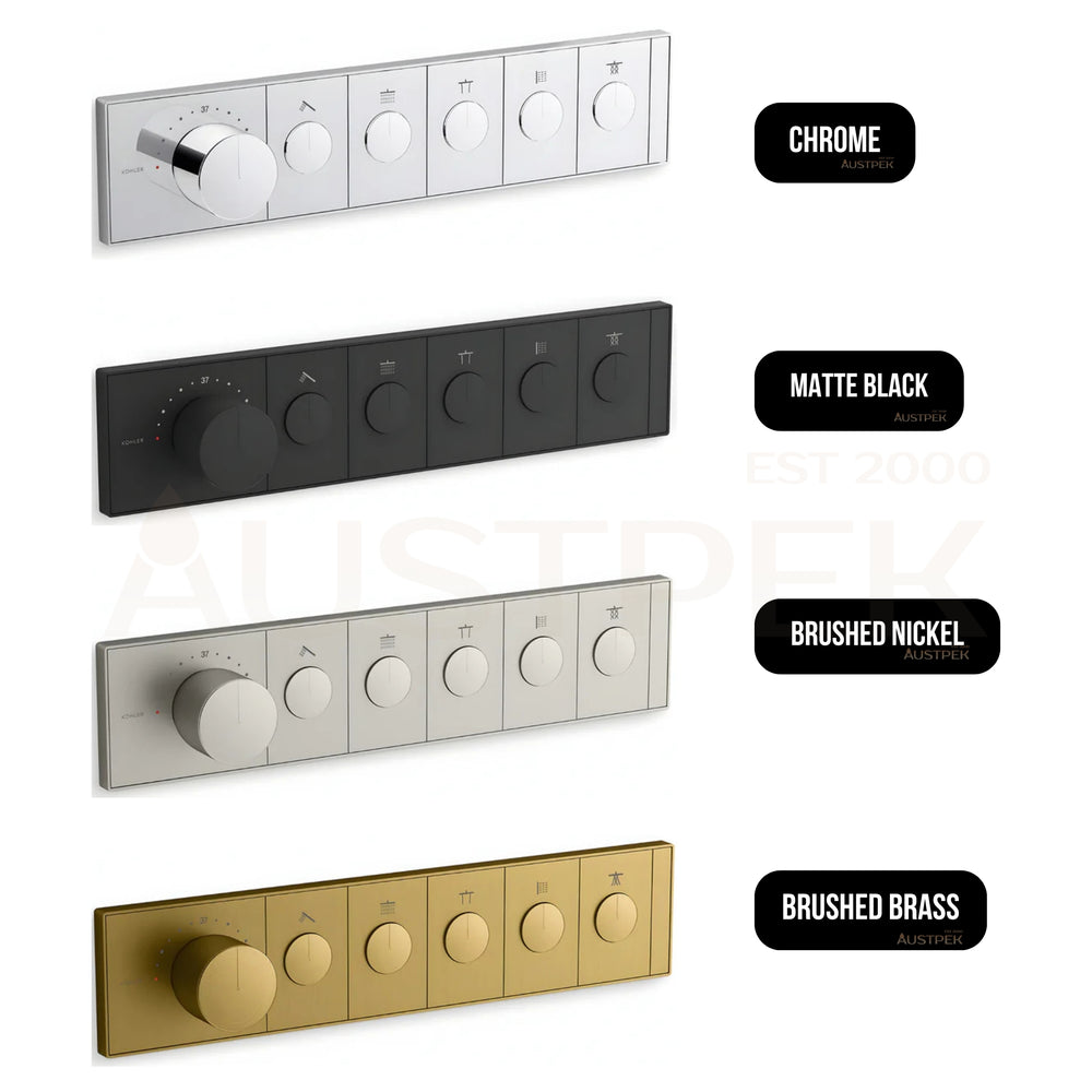KOHLER ANTHEM FIVE OUTLET RECESSED MECHANICAL THERMOSTATIC CONTROL PANEL AND VALVE COMPLETE KIT MATTE BLACK