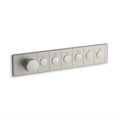 KOHLER ANTHEM SIX OUTLET RECESSED MECHANICAL THERMOSTATIC CONTROL PANEL AND VALVE COMPLETE KIT BRUSHED NICKEL