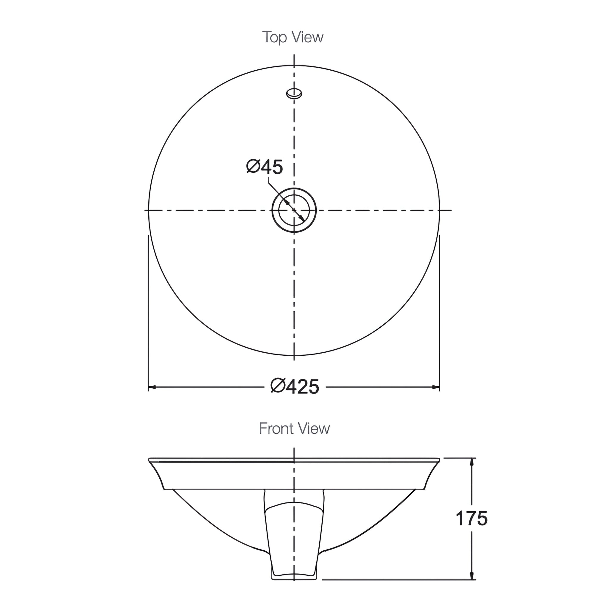 KOHLER VEIL ROUND SEMI INSET BASIN WHITE 425MM