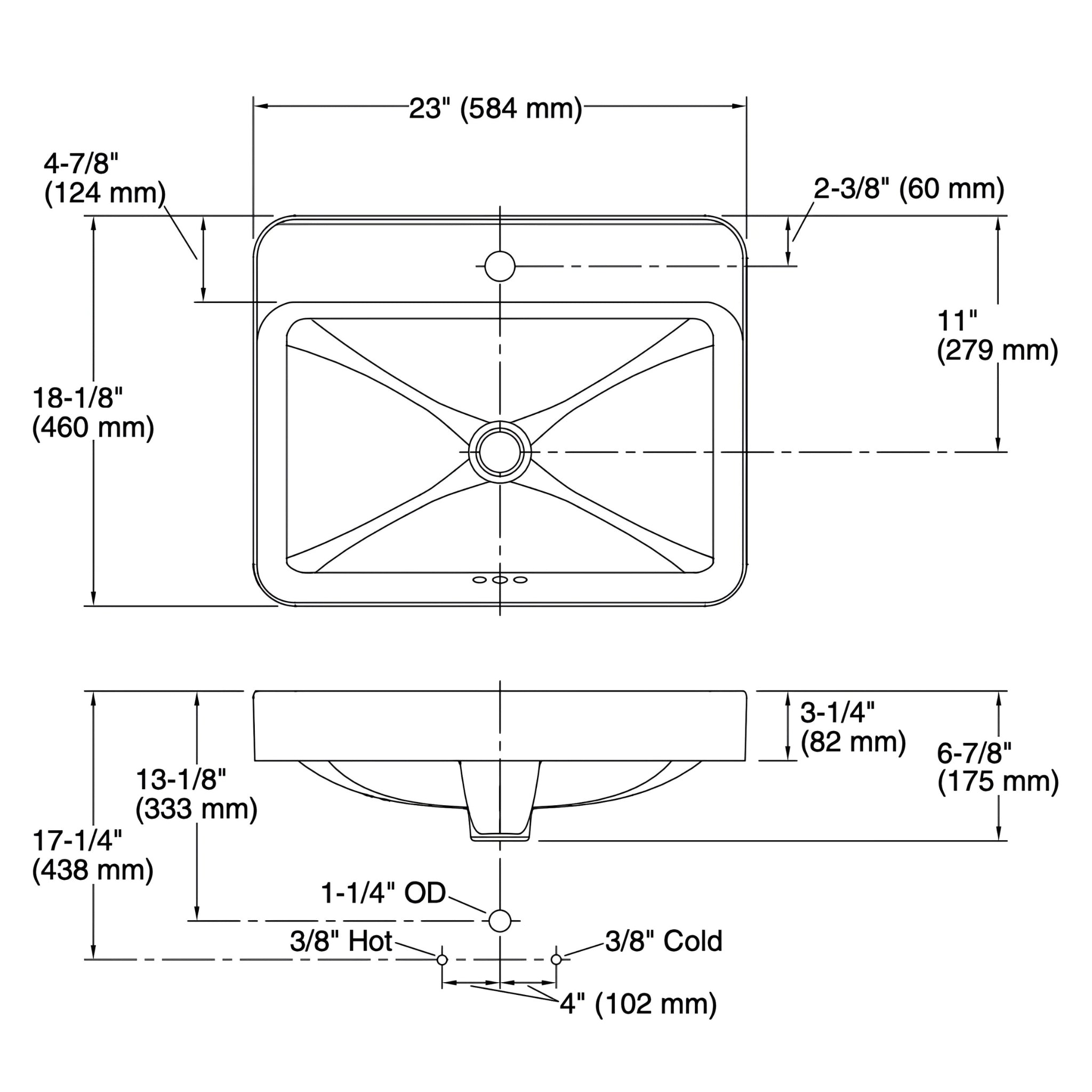 KOHLER VOX ABOVE COUNTER BASIN BLACK 584MM