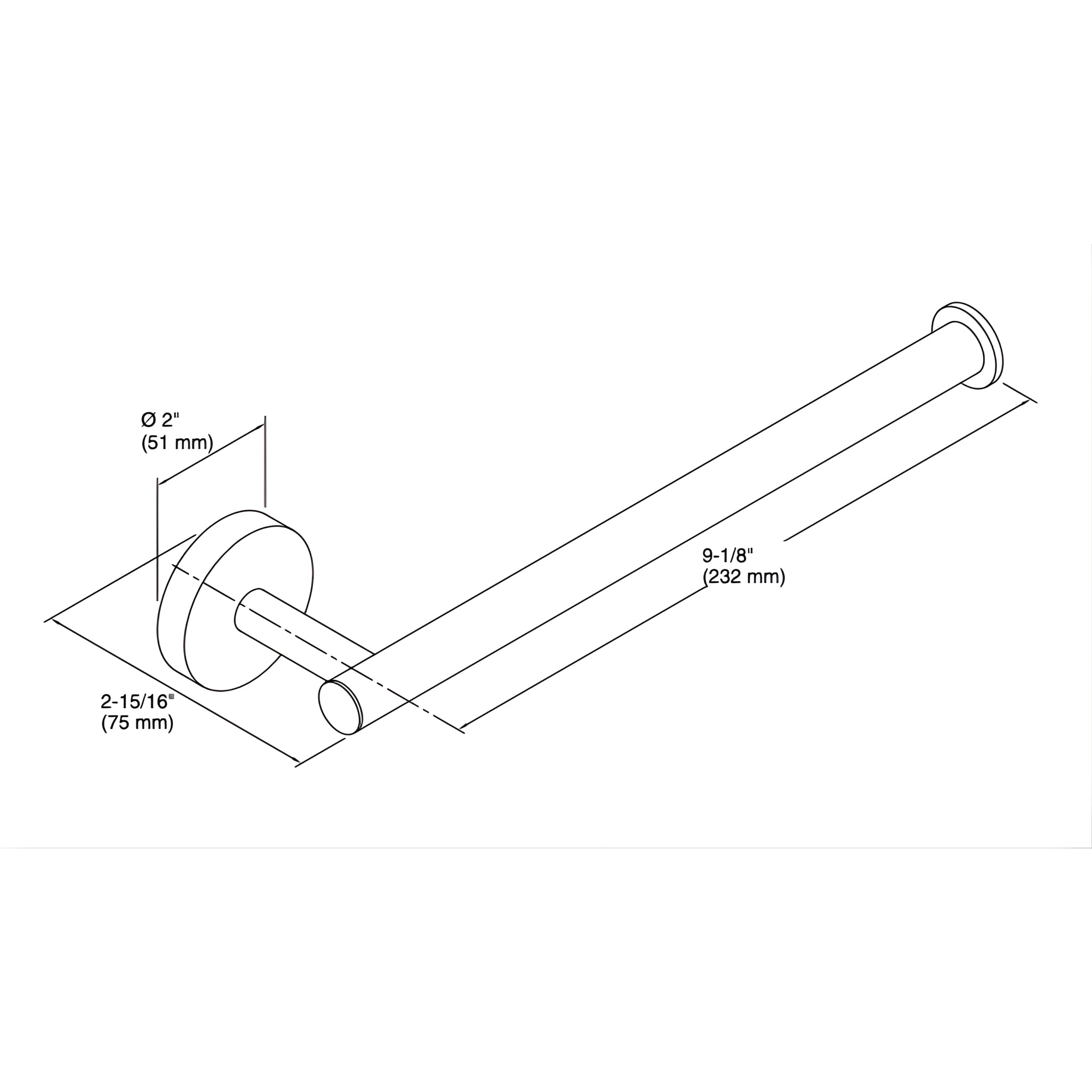 KOHLER ELATE TOWEL ARM 232MM CHROME