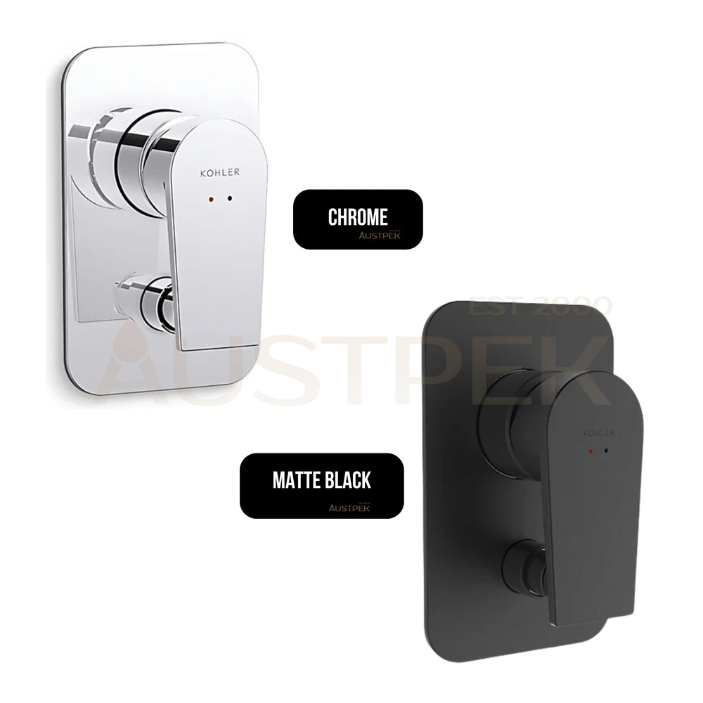 KOHLER TAUT SHOWER AND BATH DIVERTER MIXER FULL KIT 100MM MATTE BLACK