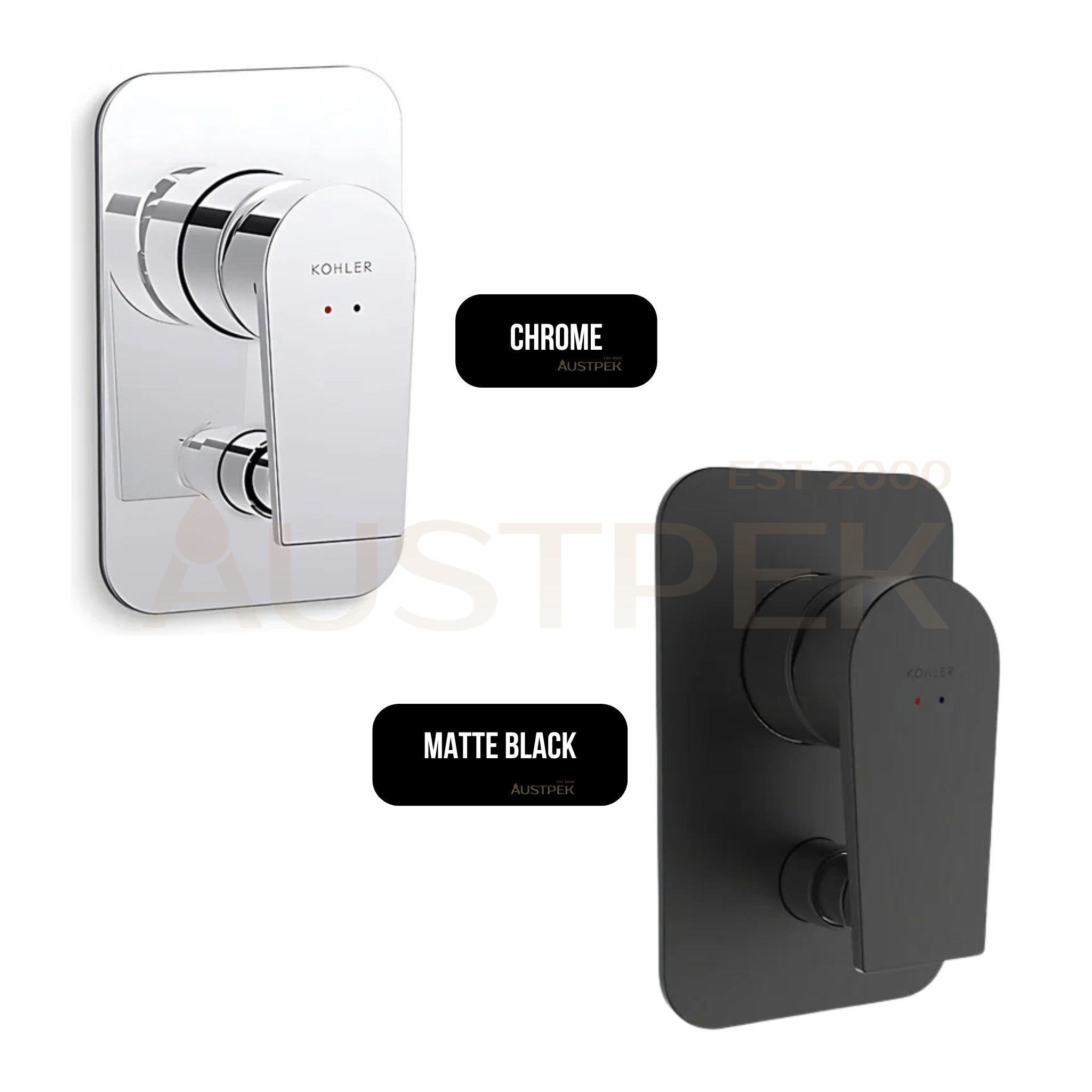 KOHLER TAUT SHOWER AND BATH DIVERTER MIXER FULL KIT 100MM MATTE BLACK