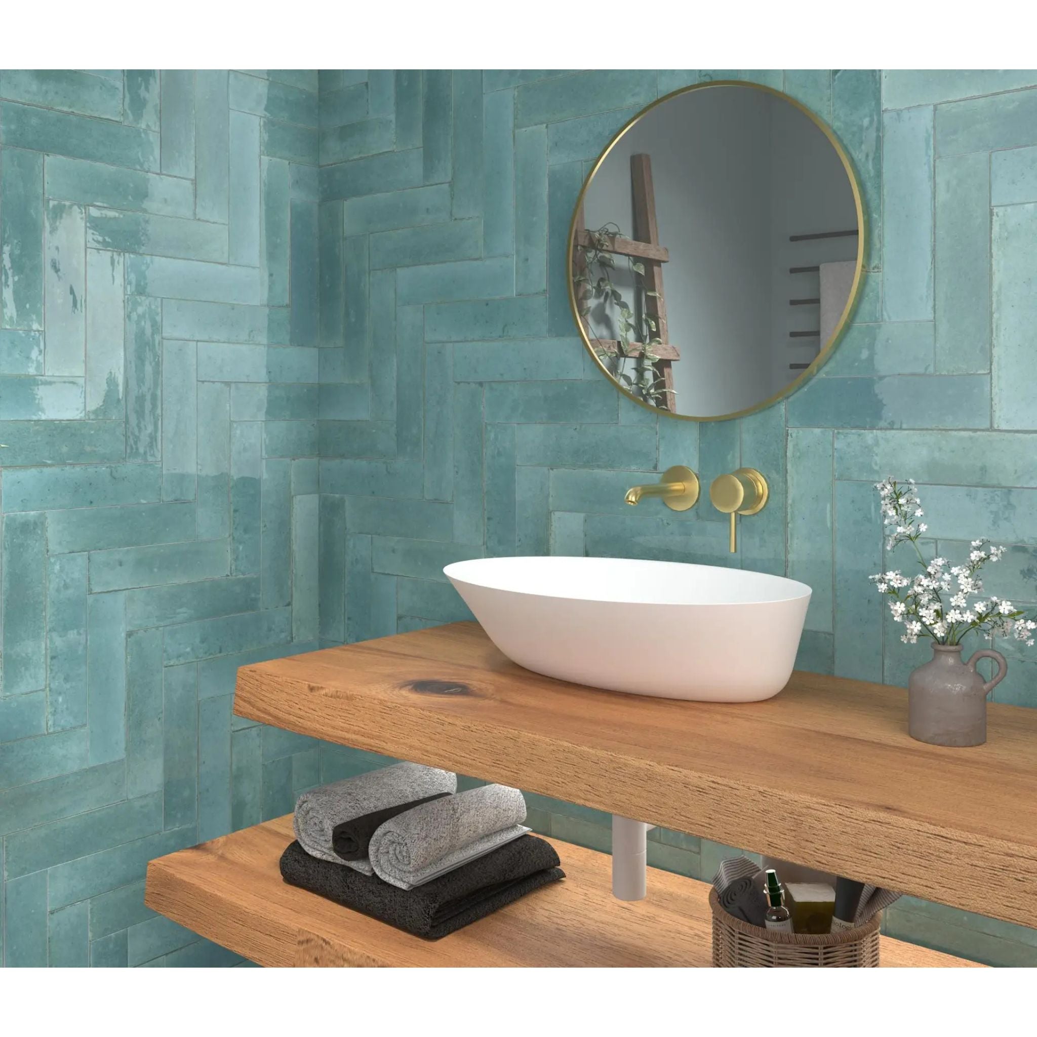 ELITE AGADIR TURQUESA ULTRA GLOSS 70X280MM RECTANGULAR TILE (PER BOX)