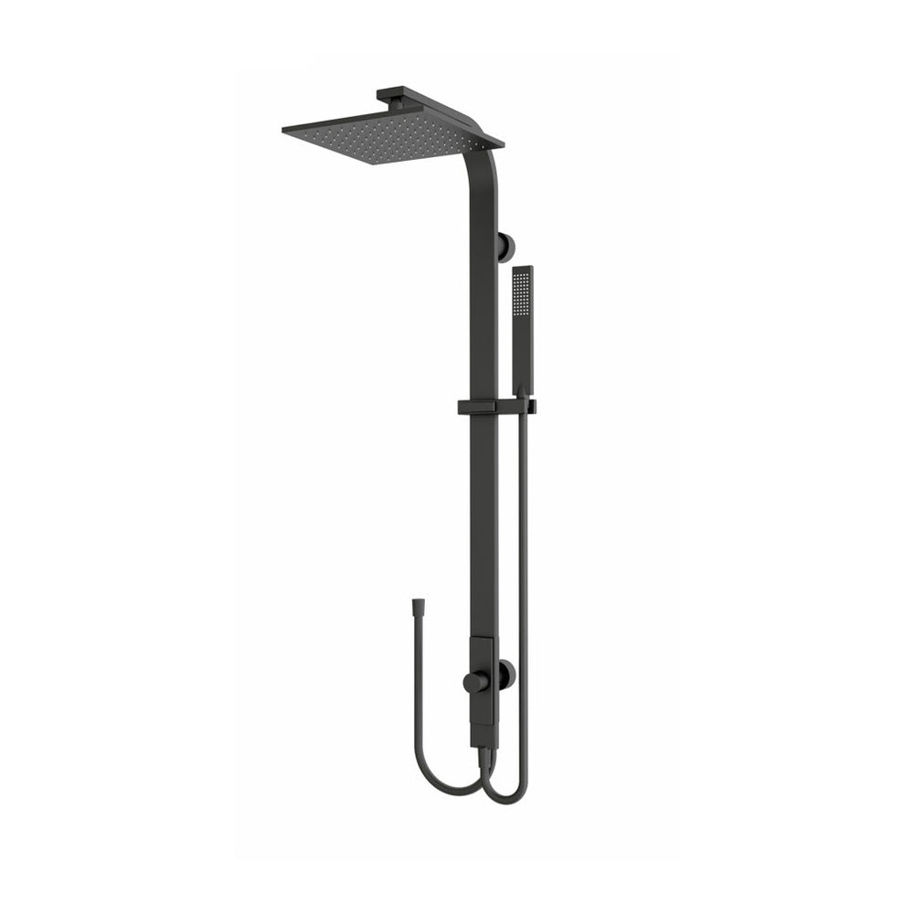 NERO ASTRA RAIN SQUARE TWIN SHOWER WITH DOUBLE HOSE 869MM MATTE BLACK