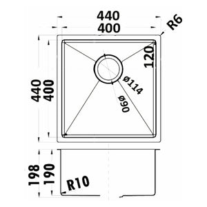 IKON EDEN SINGLE BOWL ABOVE / UNDERMOUNT SINK STAINLESS STEEL 400MM