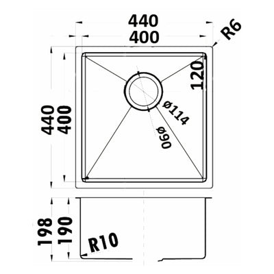 IKON EDEN SINGLE BOWL ABOVE / UNDERMOUNT SINK STAINLESS STEEL 400MM