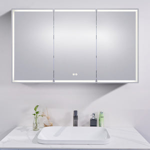 AQUAPERLA SILVER LED SHAVING CABINET DOUBLE-SIDED MIRROR 1500MM