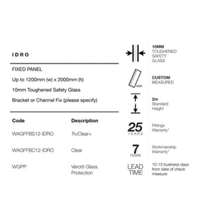 VEROTTI IDRO FRAMELESS SHOWER SCREEN WITH DIGITAL PRINT GLASS 1200X2000MM