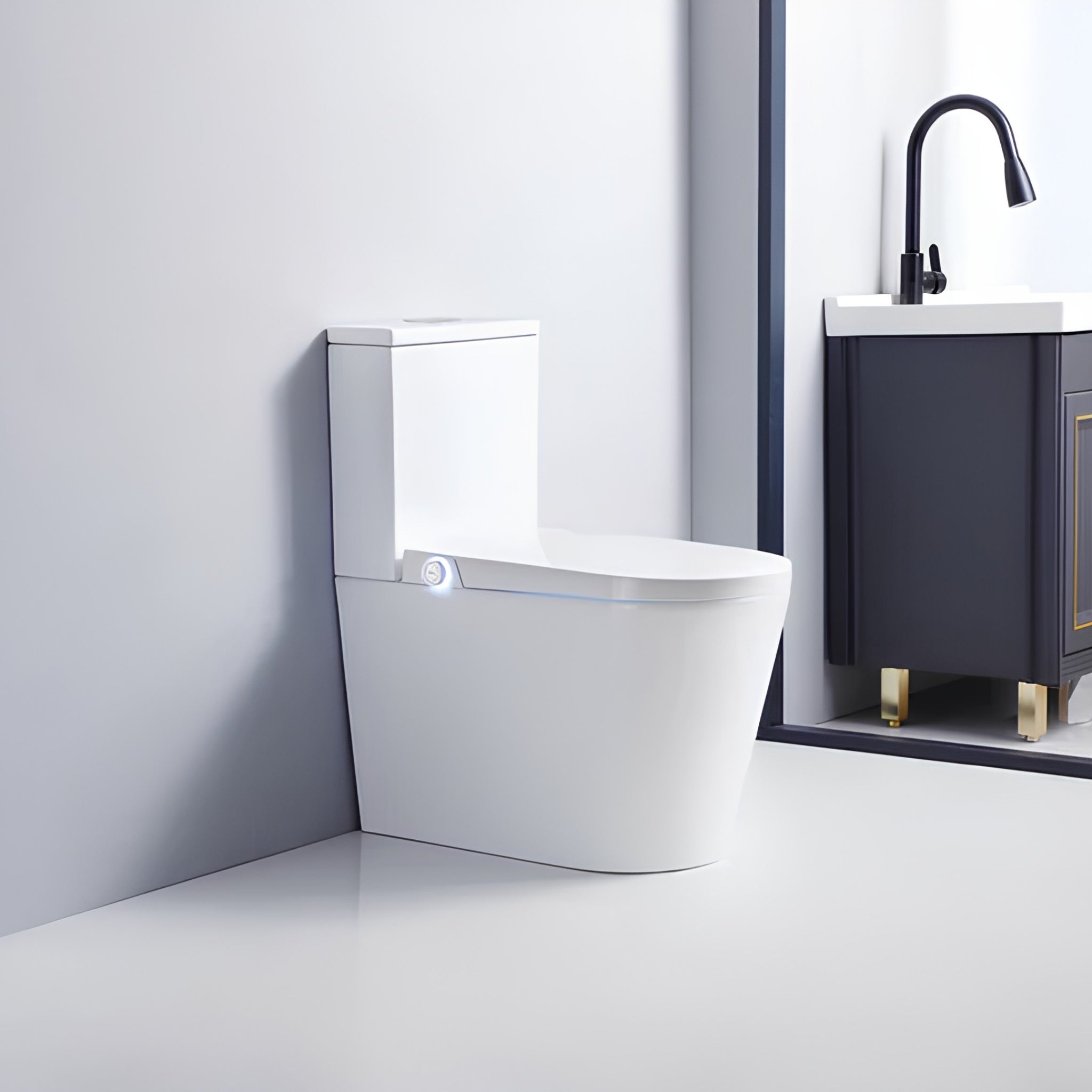 KOHLER MODENA SMART RIMLESS BACK TO WALL TOILET W/ REMOTE CONTROLLED BIDET PACKAGE D-SHAPE GLOSS WHITE