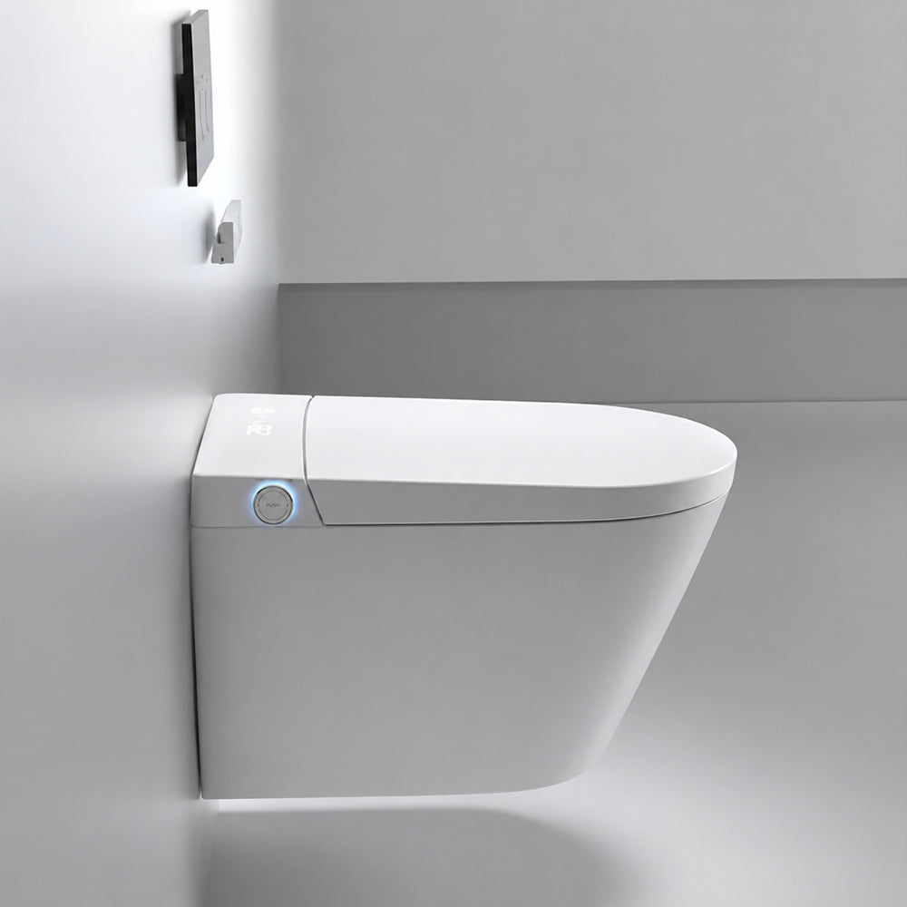 KOHLER MODENA SMART RIMLESS WALL HUNG TOILET W/ REMOTE CONTROLLED BIDET PACKAGE D-SHAPE GLOSS WHITE
