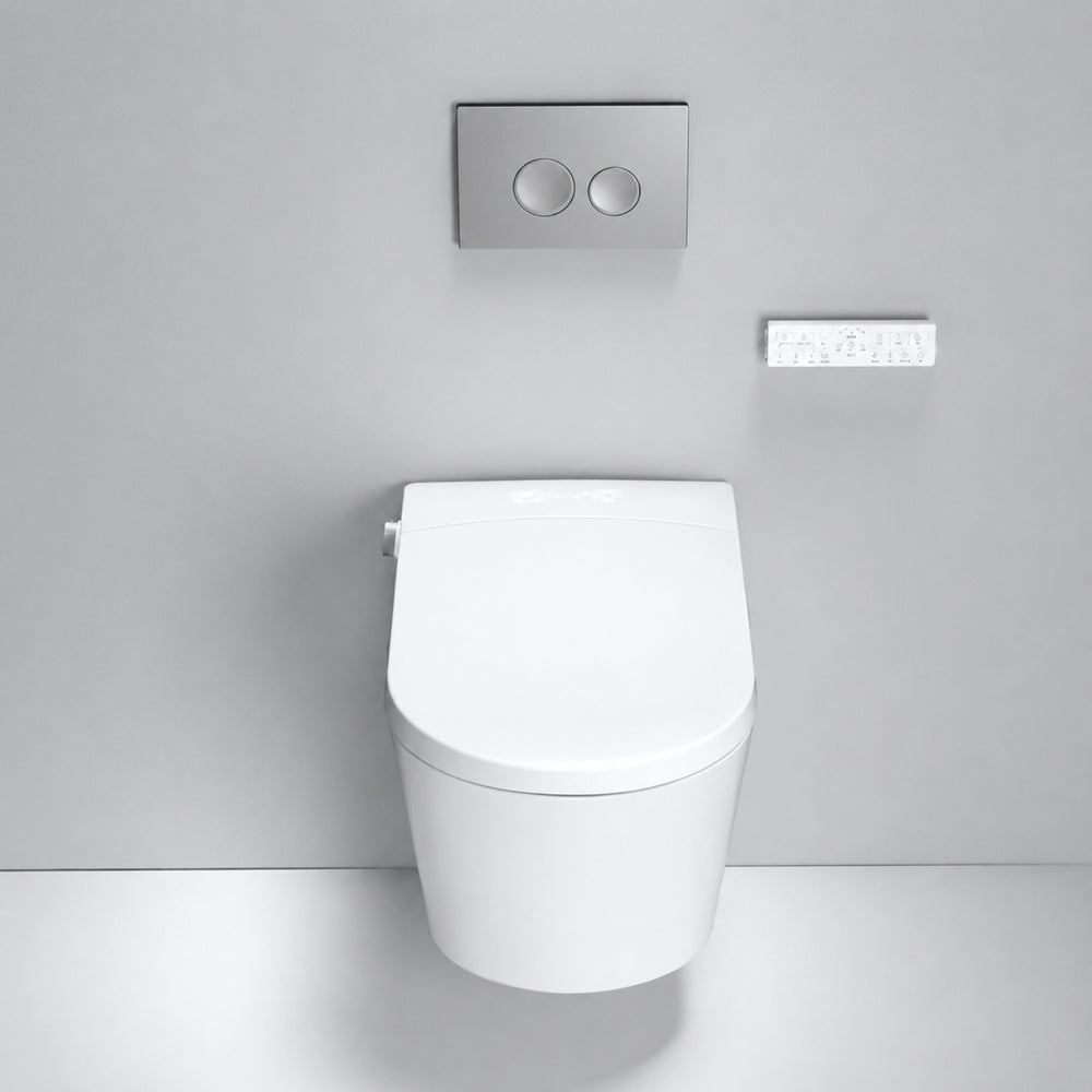 KOHLER MODENA SMART RIMLESS WALL HUNG TOILET W/ REMOTE CONTROLLED BIDET PACKAGE D-SHAPE GLOSS WHITE