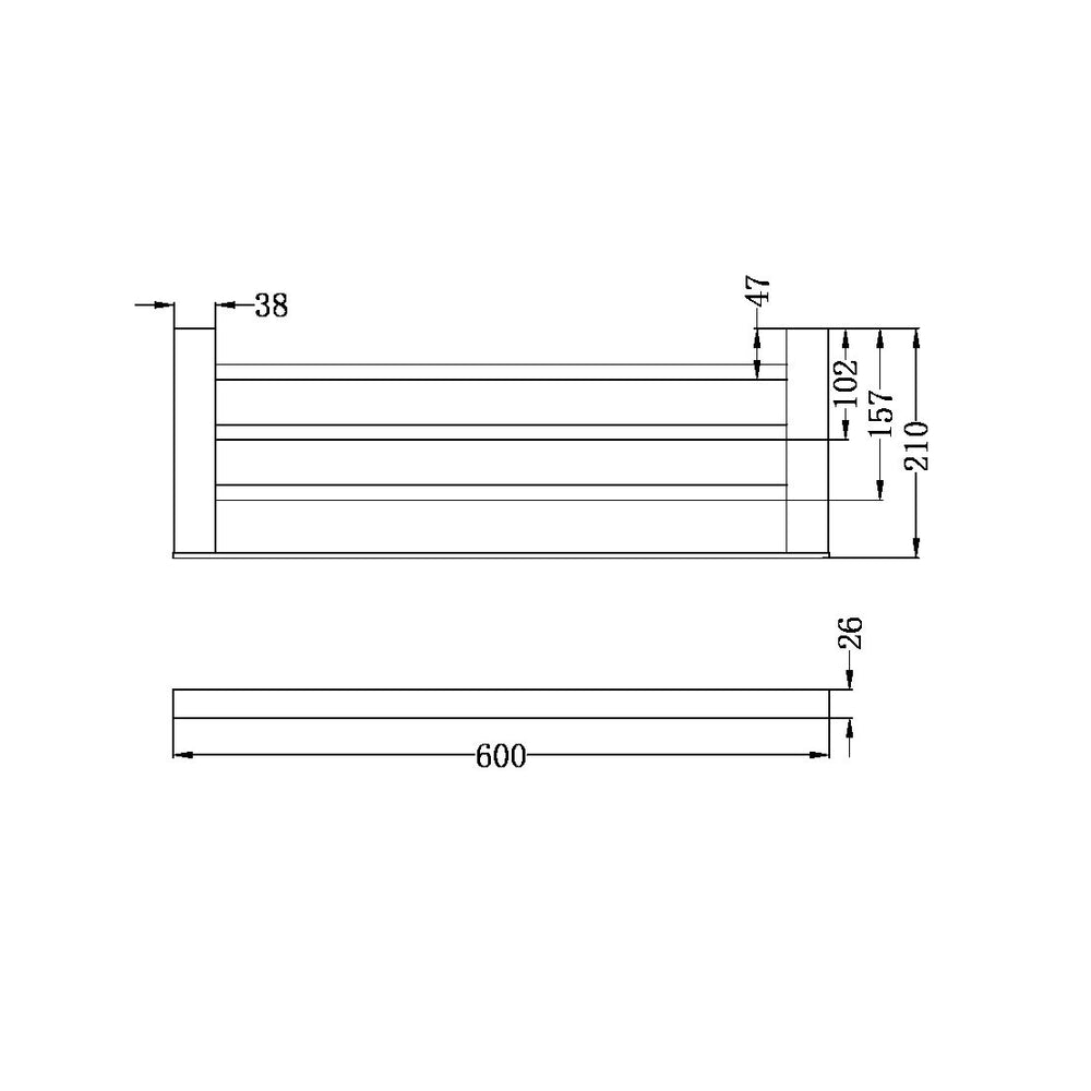 NERO CELIA NON-HEATED TOWEL RACK 600MM MATTE BLACK