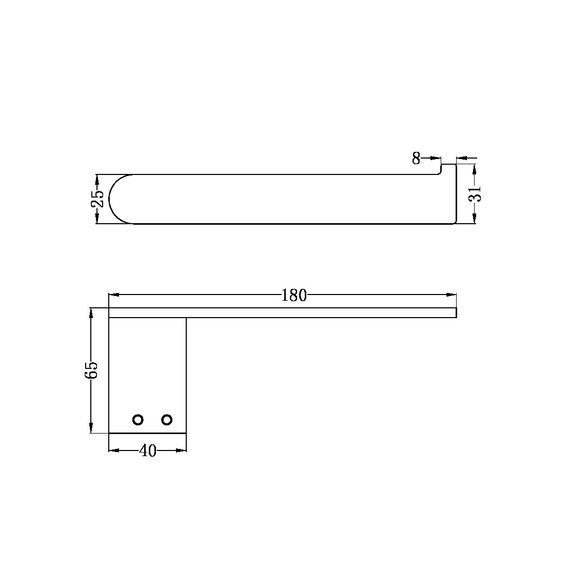 NERO BIANCA TOILET ROLL HOLDER 180MM BRUSHED NICKEL