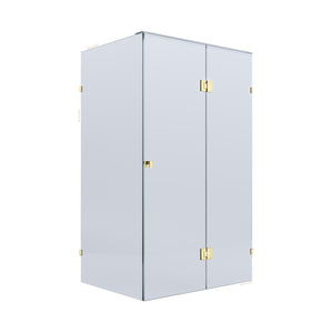 BELLA VISTA VALENTINA FRAMELESS PIVOT FRONT AND RETURN PANEL SHOWER SCREEN FRENCH GOLD