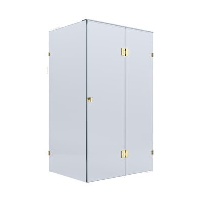 BELLA VISTA VALENTINA FRAMELESS PIVOT FRONT AND RETURN PANEL SHOWER SCREEN FRENCH GOLD